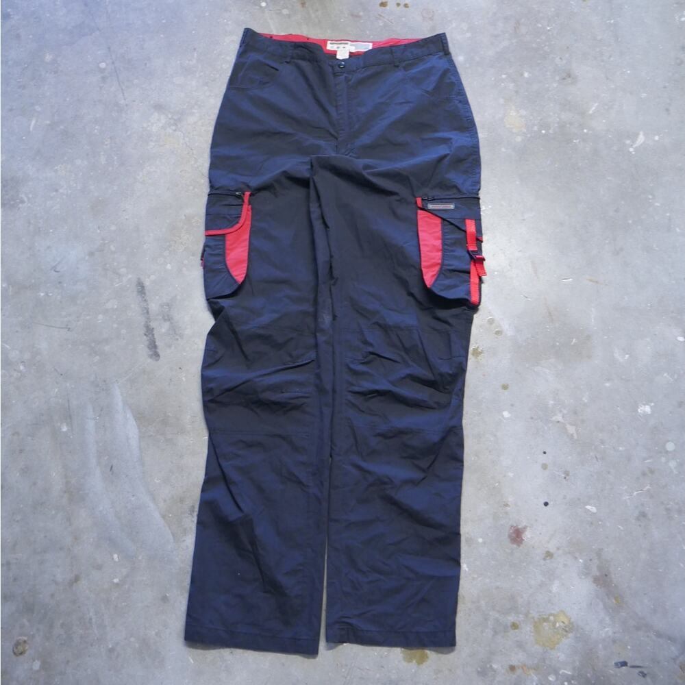 Vintage 2000s Point Zero Cargo Red Black Pants 38 x 37